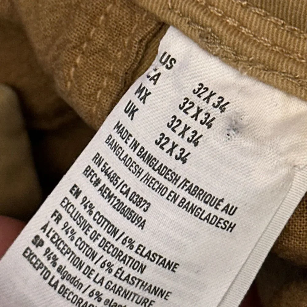 American Eagle 360 Extreme Flex Slim Fit Pants Men's 32x33 Tan Chino Golf Preppy